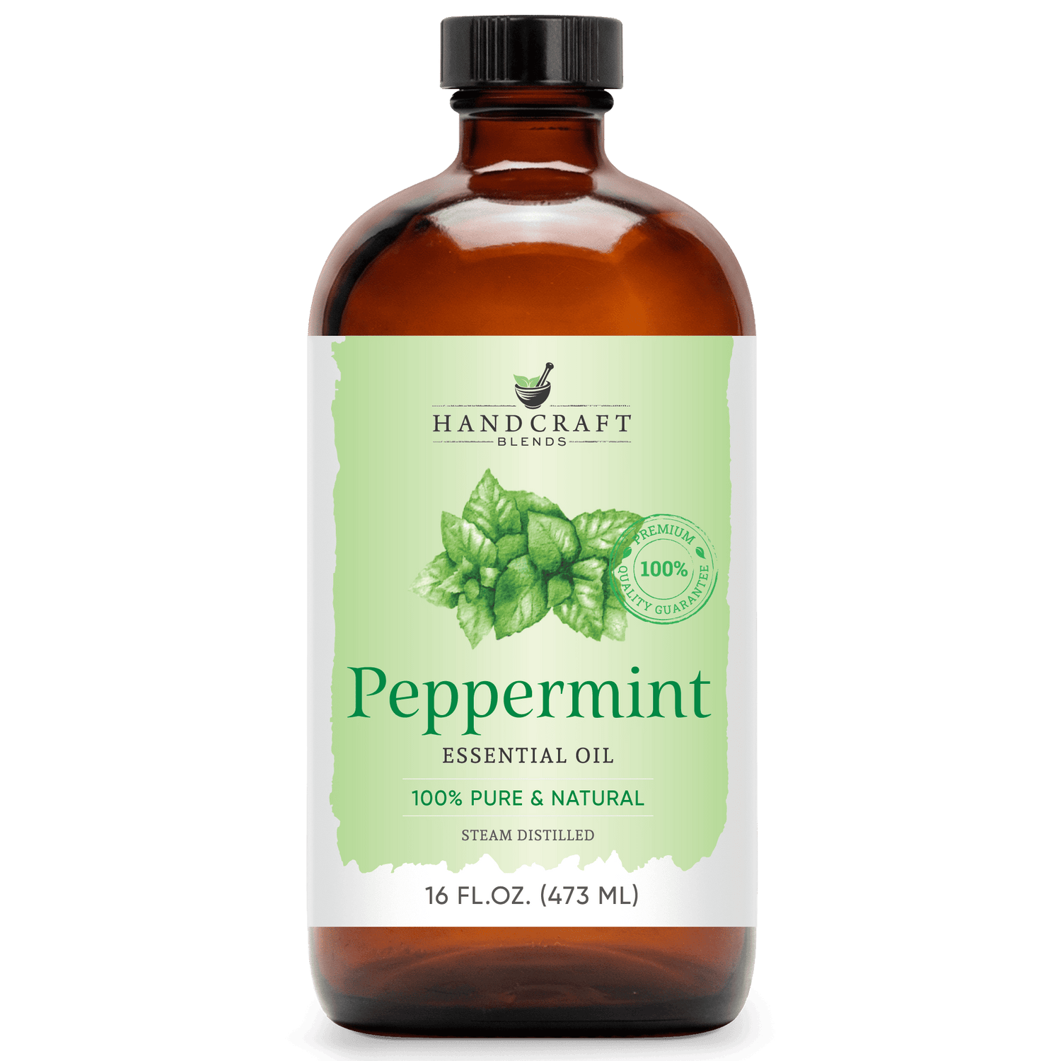 Peppermint Essential Oil in Glass Bottle