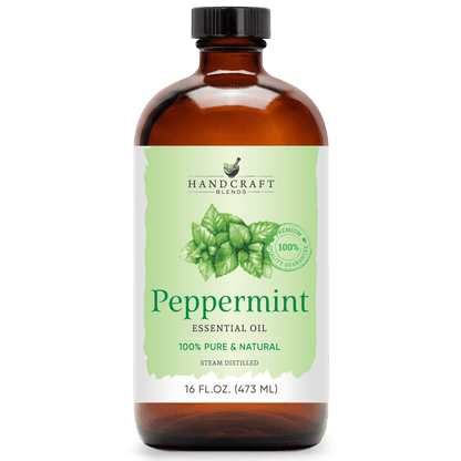 Peppermint Essential Oil in Glass Bottle
