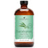 Amber glass bottle of eucalyptus essential oil, 16 oz, with green leaf label.