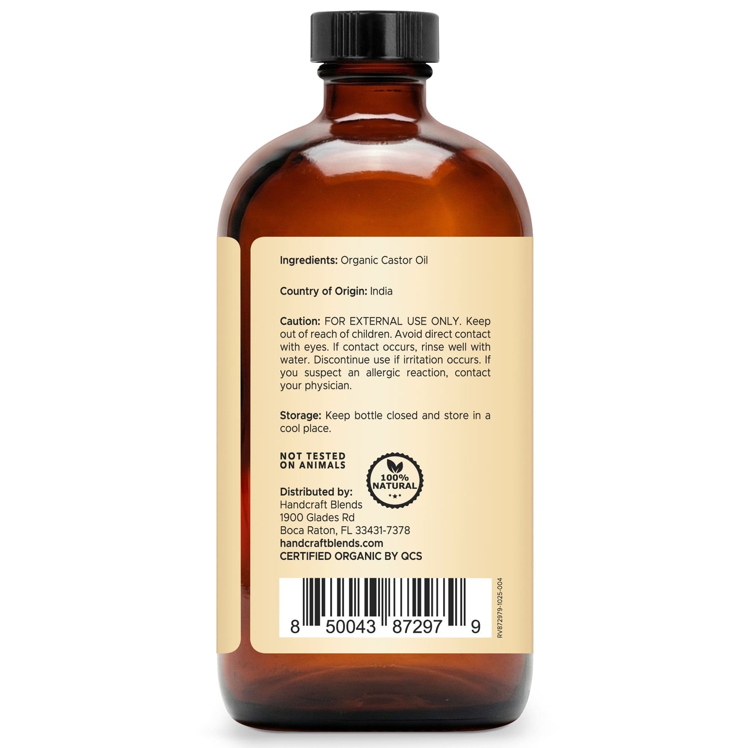 Organic Castor Oil in Glass Bottle