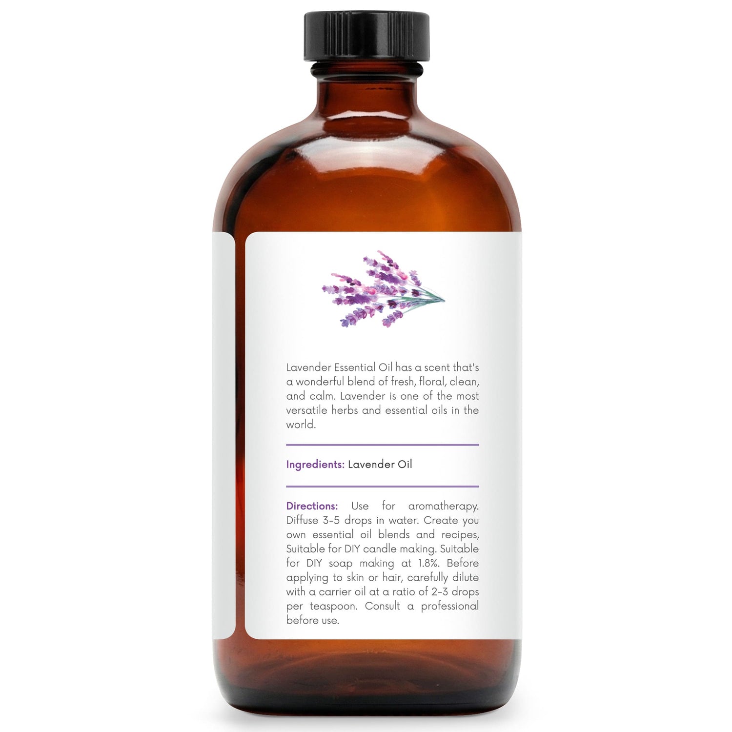 Lavender Essential Oil in Glass Bottle