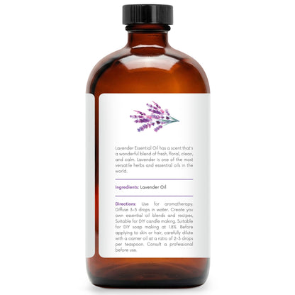 Lavender Essential Oil in Glass Bottle