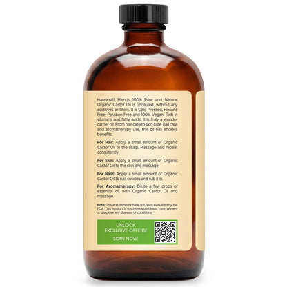 Organic Castor Oil in Glass Bottle