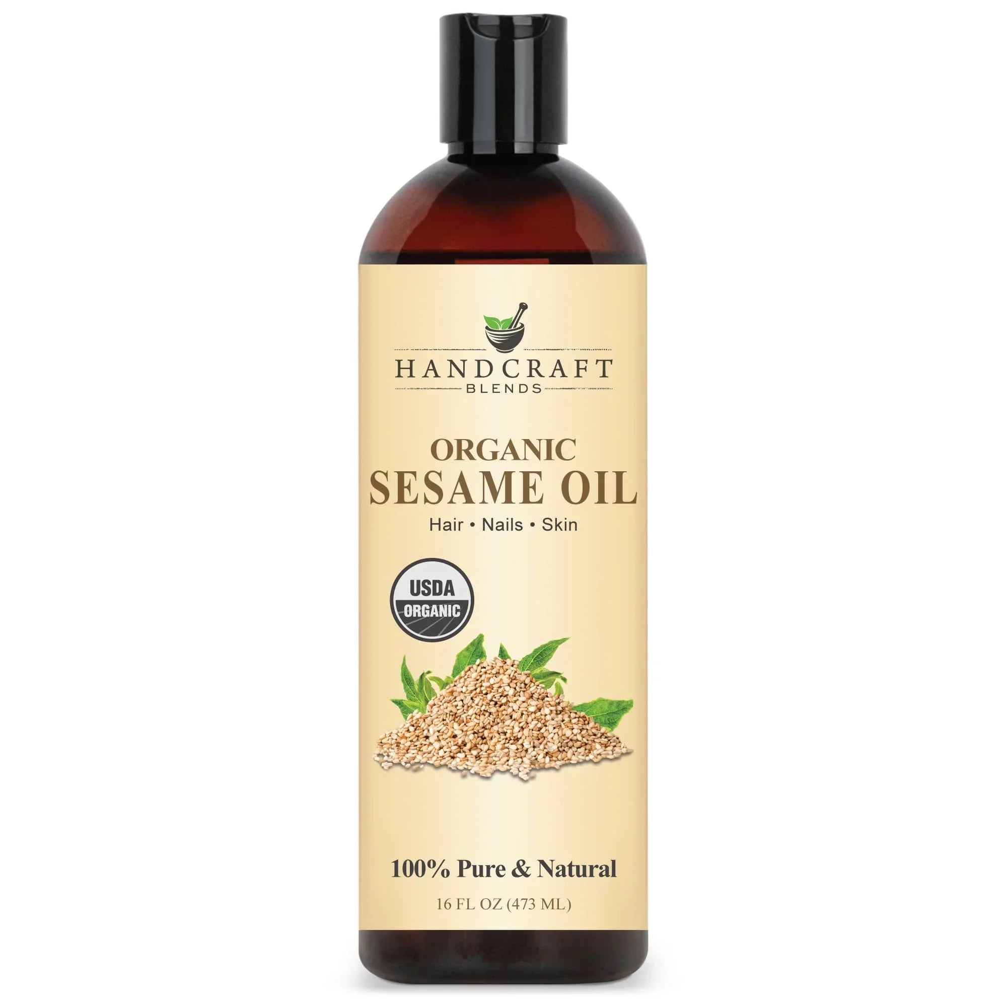 USDA Organic Sesame Carrier Oil bottle front view