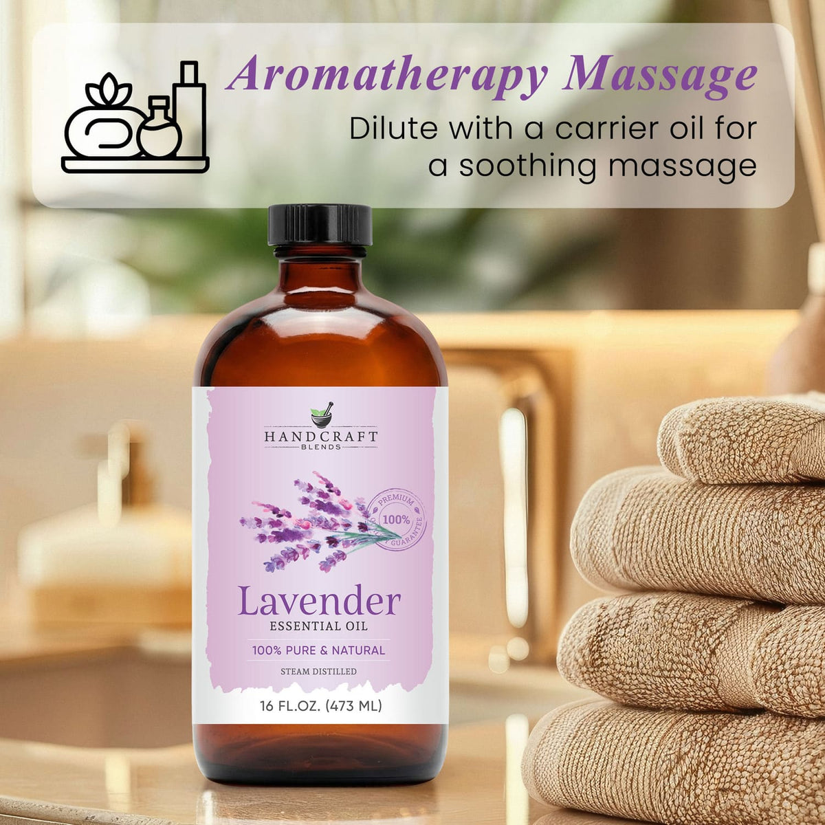 Lavender Essential Oil in Glass Bottle