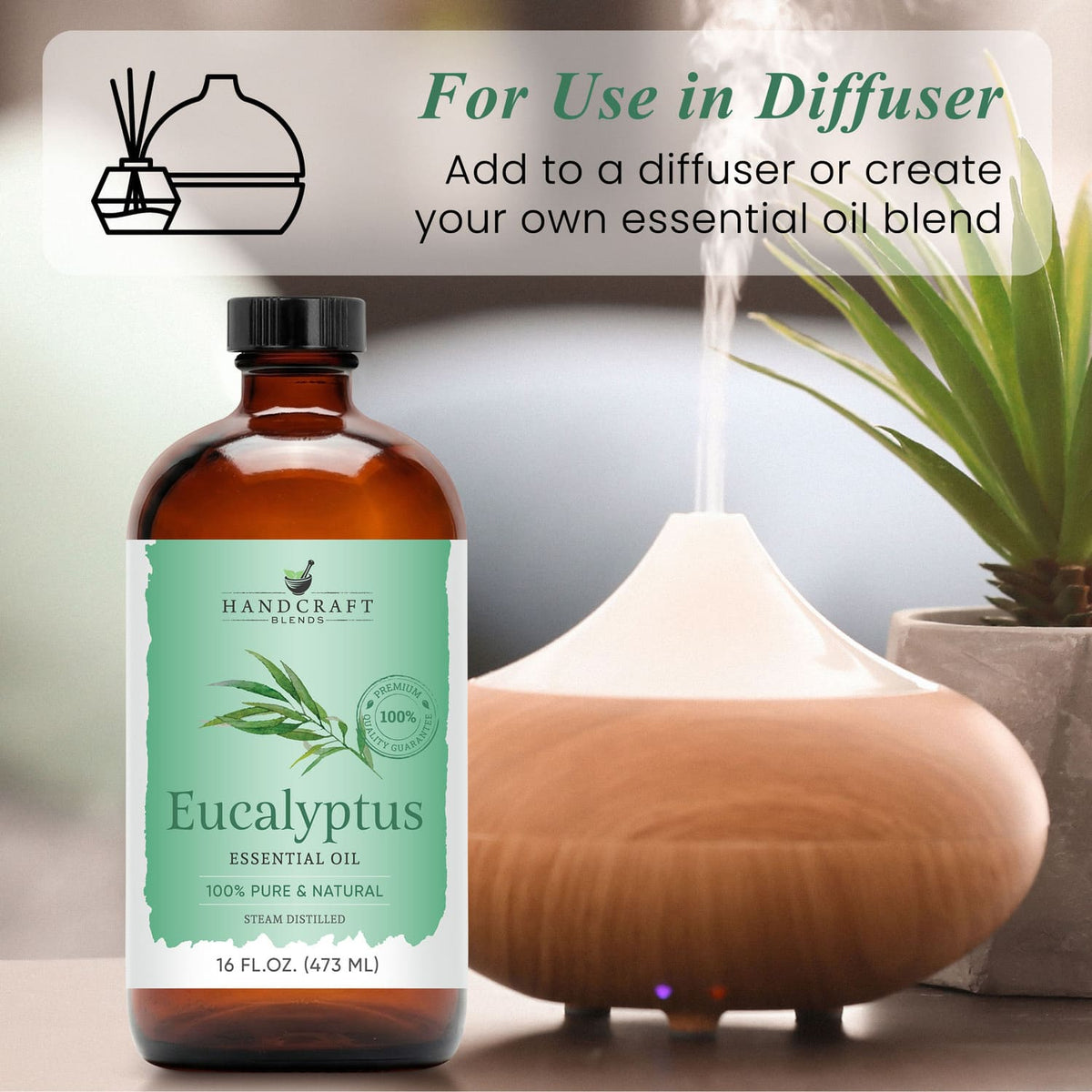 Eucalyptus Essential Oil in Glass Bottle