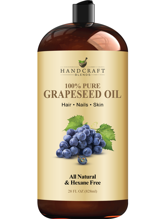 Handcraft Blends Grapeseed Oil - Cold-Pressed 28 Fl Oz - 100% Pure and Natural - Premium Grade Carrier Oil for Skin and Hair - Hair and Body - Massage - Hexane-Free