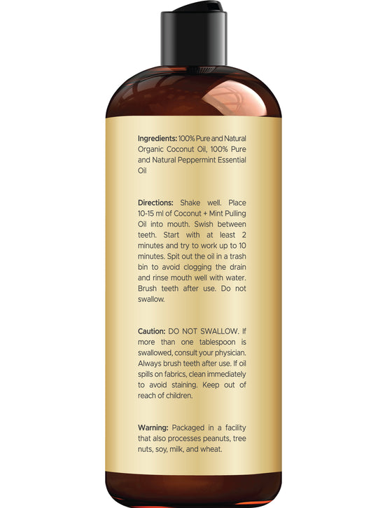 Handcraft Blends Coconut Oil Pulling for Teeth and Gums with Peppermint Oil - Organic Coconut Oil Pulling Oil Mouthwash for Fresh Breath, Oral Health and Cleaner Teeth and Gums - 8 Fl oz