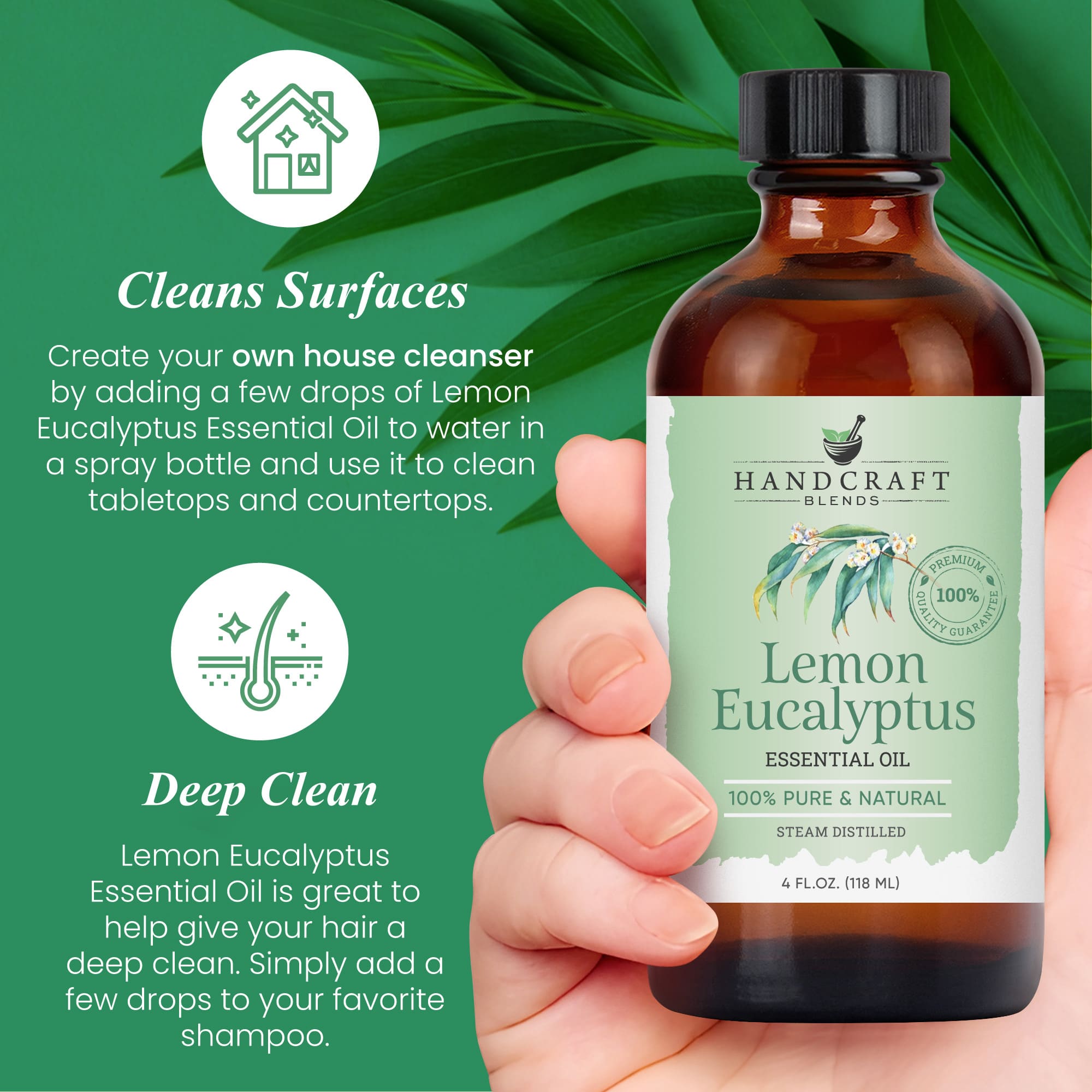 Lemon eucalyptus essential oil citrus spa fresh woods