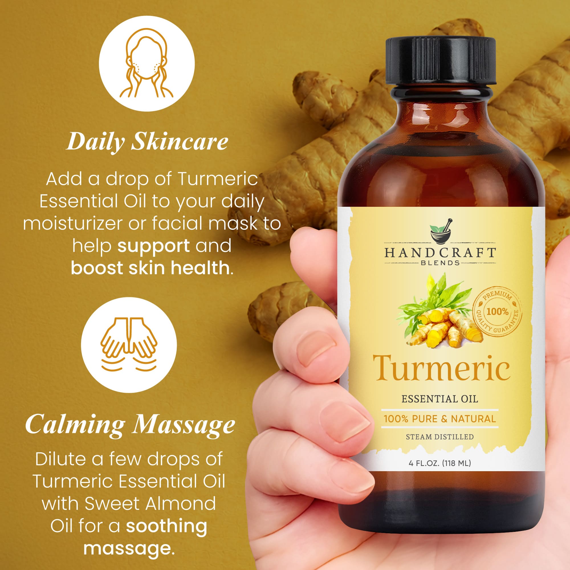 Turmeric essential oil earthy golden aroma