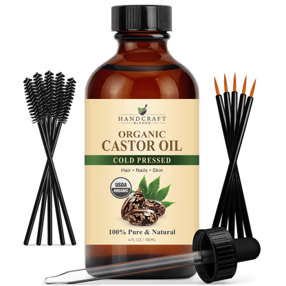 Organic Castor Carrier Oil in Glass Bottle with Lash Brushes