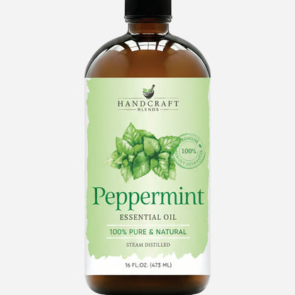 Peppermint Essential Oil in Glass Bottle
