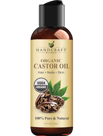 Handcraft Organic Castor Oil for Hair Growth, Eyelashes and Eyebrows - 100% Pure and Natural