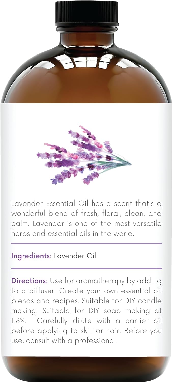 Lavender Essential Oil in Glass Bottle