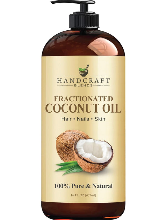 Handcraft Blends Fractionated Coconut Oil - 16 Fl Oz - 100% Pure and Natural - Premium Grade Carrier Oil for Skin, Hair and Body - Massage
