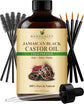 Handcraft Cold-Pressed Jamaican Black Castor Oil 4 Fl Oz  in Glass Bottle with Lash Brushes