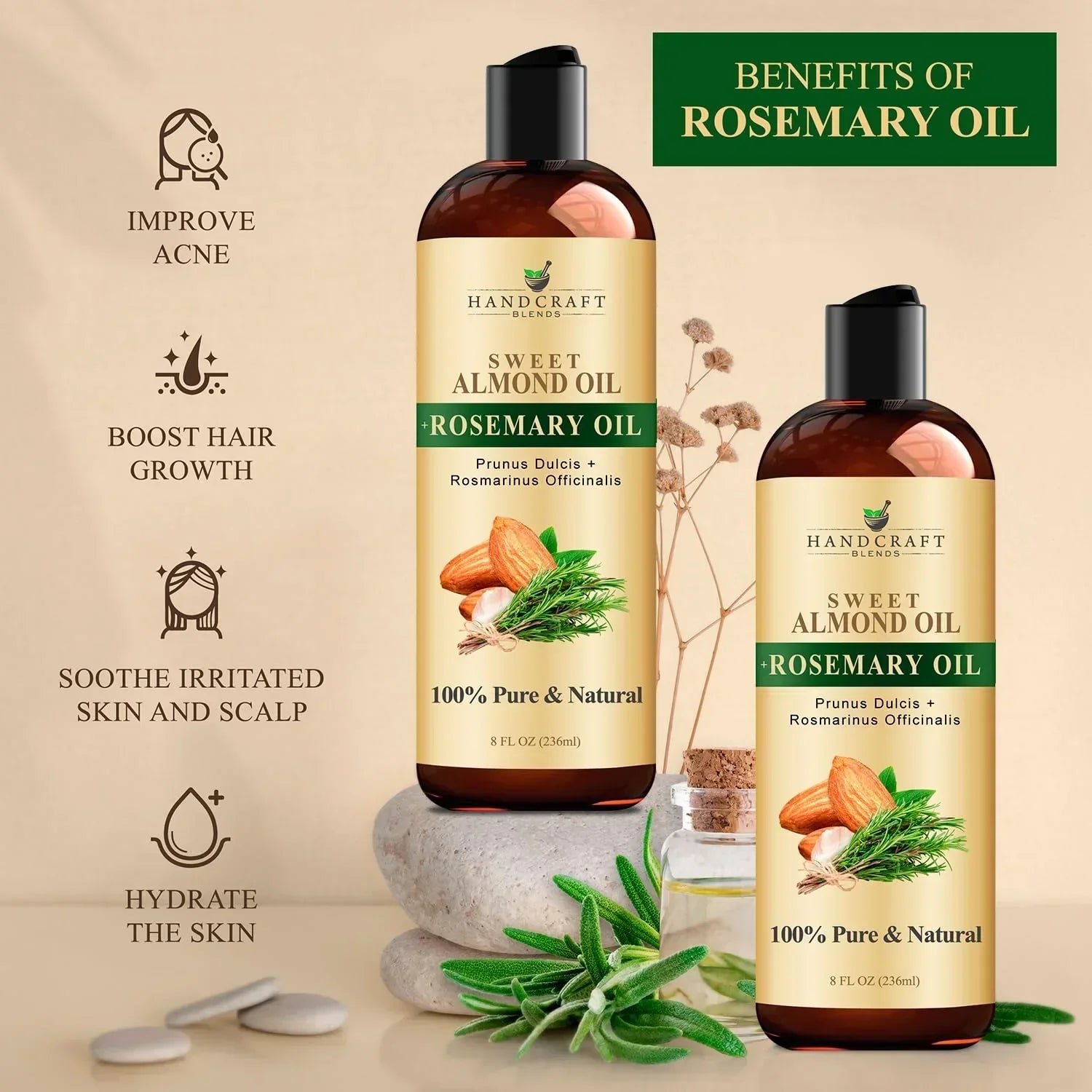 Lightweight almond oil with rosemary texture