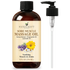 Sore muscle massage oil bottle with arnica, chamomile, lavender oils and pump dispenser