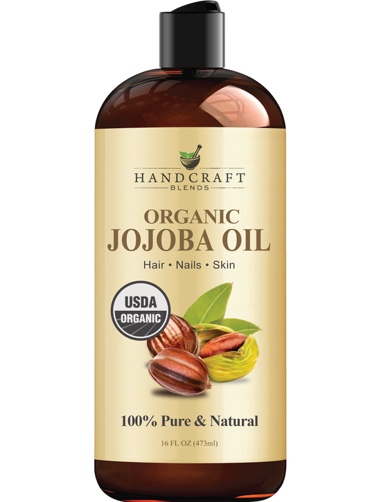 Handcraft Blends USDA Organic Jojoba Oil | Cold-Pressed | 16 Fl Oz | 100% Pure & Natural | for Hair, Skin & Face | Premium Grade Carrier Oil | for Massage & Aromatherapy | Hexane-Free
