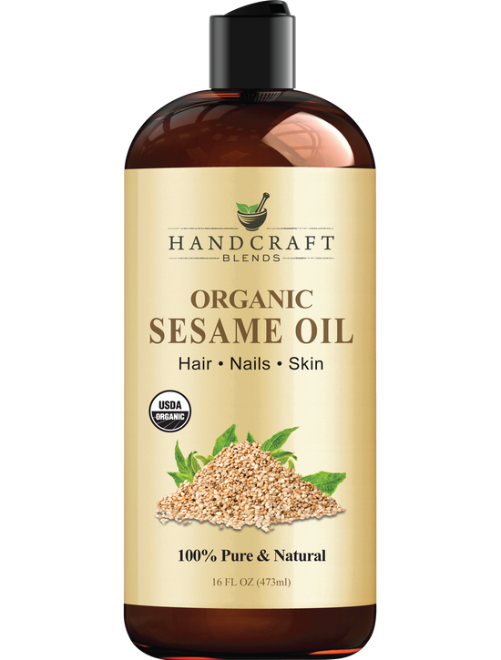 Handcraft Blends Organic Sesame Oil - 16 Fl Oz - 100% Pure and Natural - Premium Grade Carrier Oil for Skin and Hair - Hair and Body - Massage - Expeller-Pressed and Hexane-Free