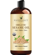 Handcraft Blends Organic Sesame Oil - 16 Fl Oz - 100% Pure and Natural - Premium Grade Carrier Oil for Skin and Hair - Hair and Body - Massage - Expeller-Pressed and Hexane-Free