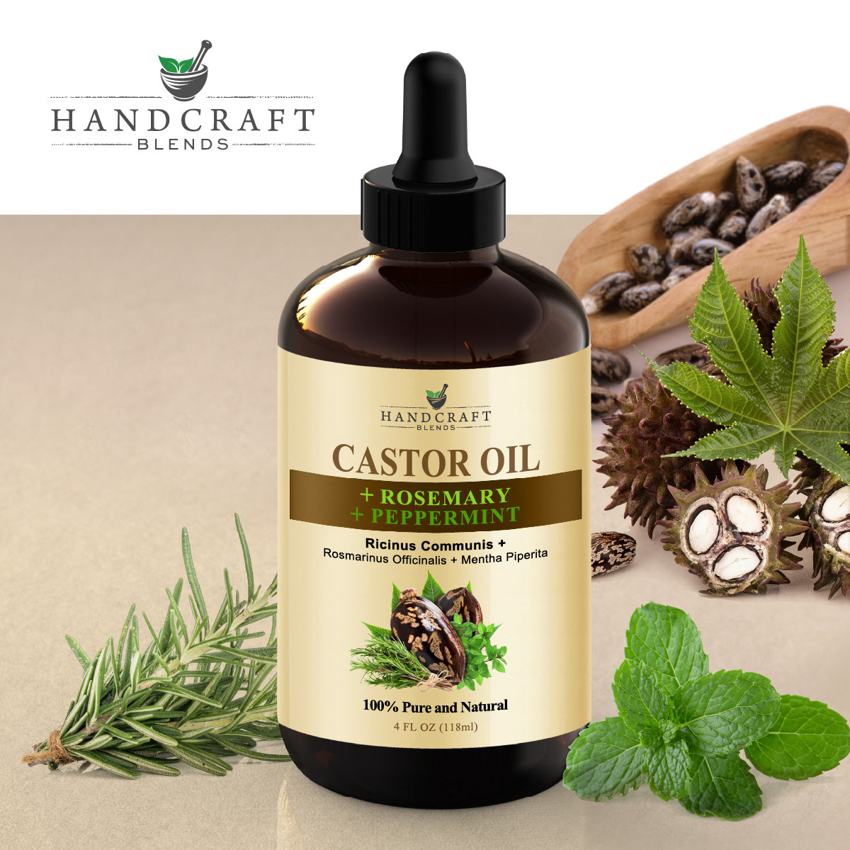 Handcraft Castor Oil + Rosemary + Peppermint Oil - 100% Pure and Natur ...
