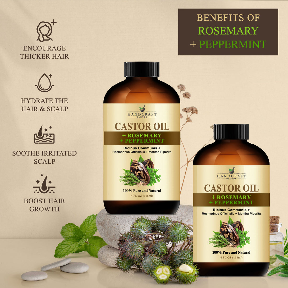 Handcraft Castor Oil Rosemary Peppermint Oil 100 Pure And Natur Handcraft Blends 1400