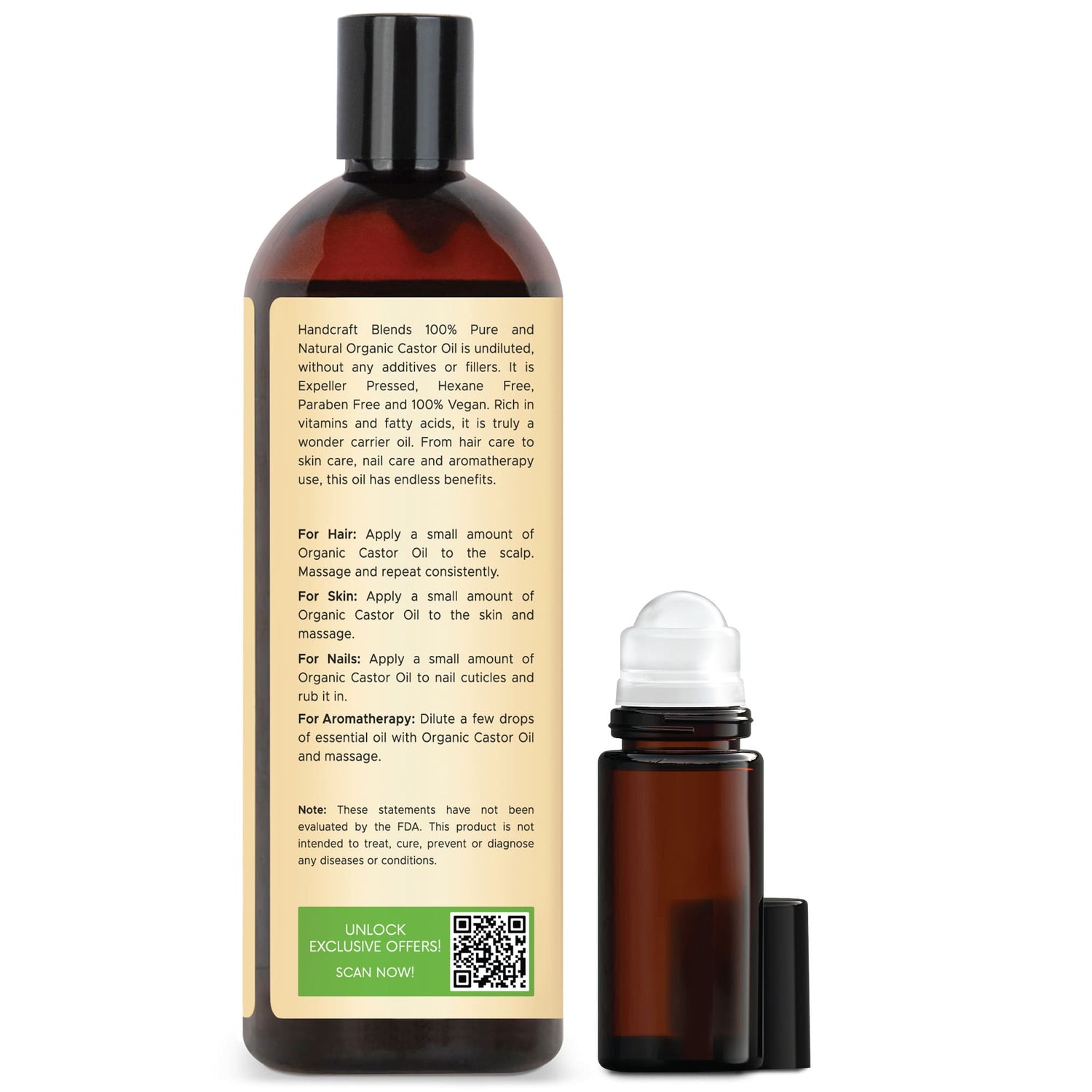 Organic Castor Oil with Roll on Bottle