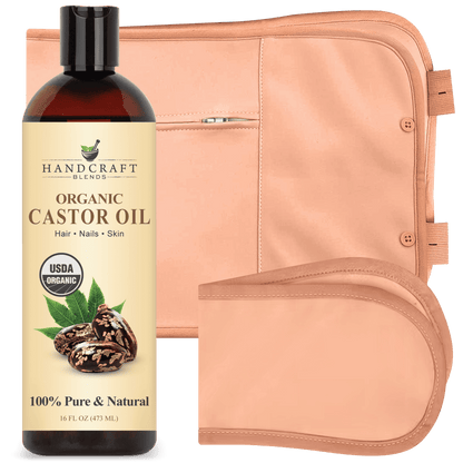 Castor Oil Pack Wrap - Organic Castor Carrier Oil with Reusable Wraps
