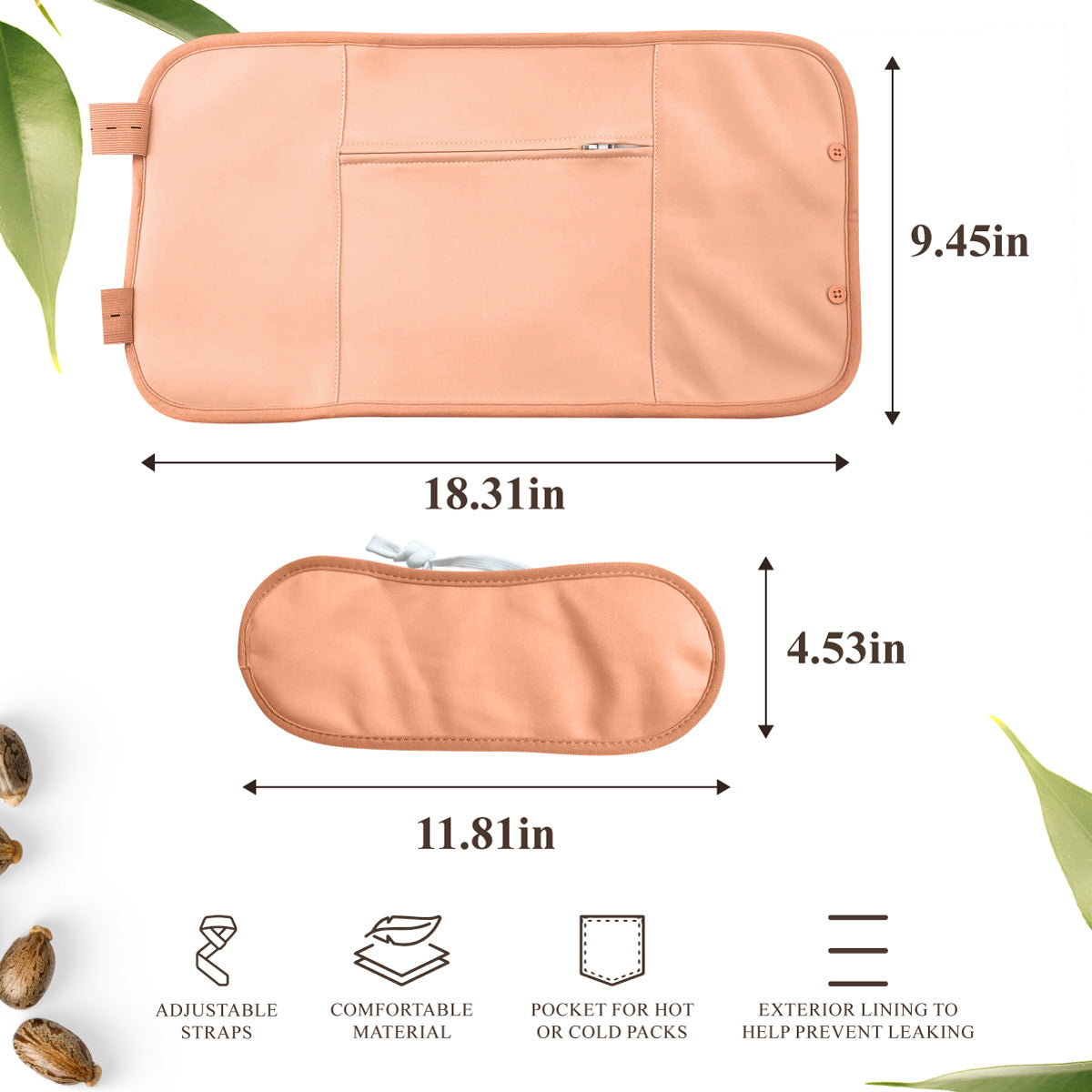 Organic Castor Oil Pack Wrap with Roll on Bottle