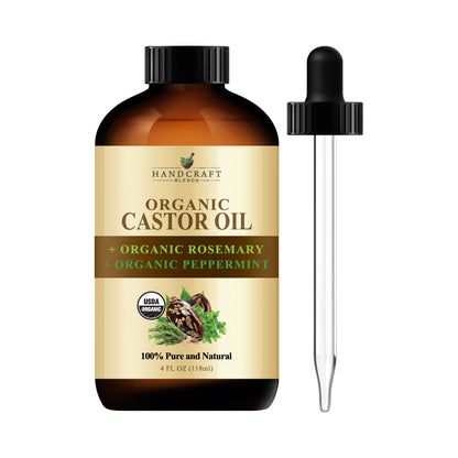 Handcraft Organic Castor Oil + Organic Rosemary + Organic Peppermint - 100% Pure and Natural