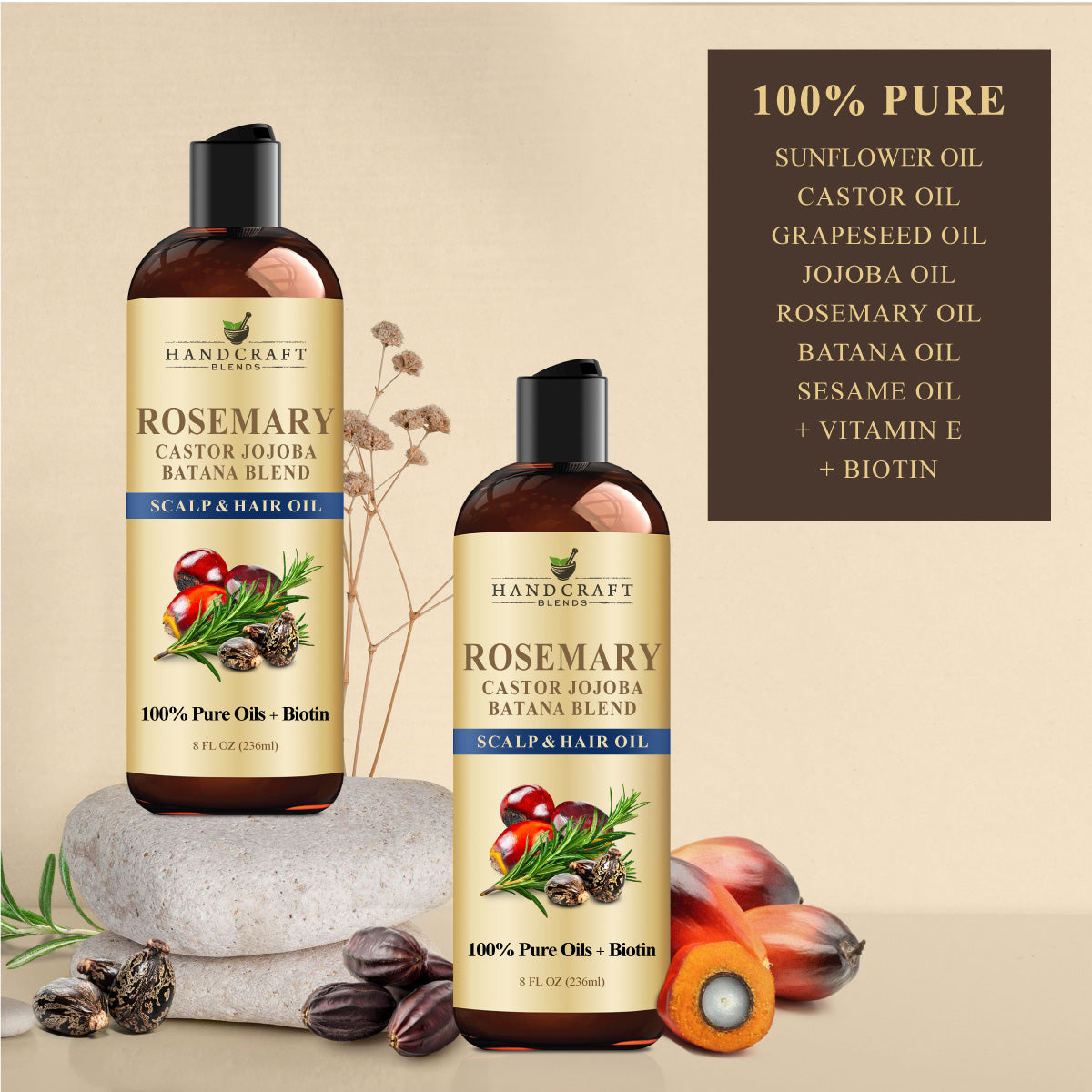 Rosemary Carrier Oil Blend with Castor, Jojoba, Batana and Biotin