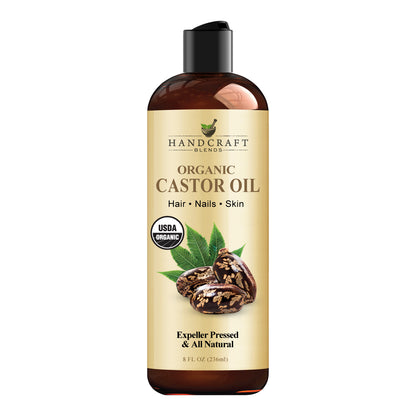 Handcraft Organic Castor Oil for Hair Growth, Eyelashes and Eyebrows - 100% Pure and Natural