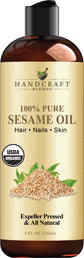 Handcraft Blends Organic Sesame Oil - 8 Fl Oz - 100% Pure and Natural - Premium Grade Carrier Oil for Skin and Hair - Hair and Body - Massage - Expeller-Pressed and Hexane-Free