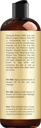 Handcraft Blends Organic Sesame Oil - 8 Fl Oz - 100% Pure and Natural - Premium Grade Carrier Oil for Skin and Hair - Hair and Body - Massage - Expeller-Pressed and Hexane-Free