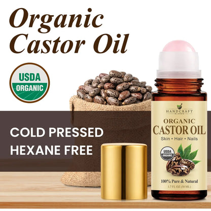 Organic Castor Oil with Rose Quartz Roll-On Bottles