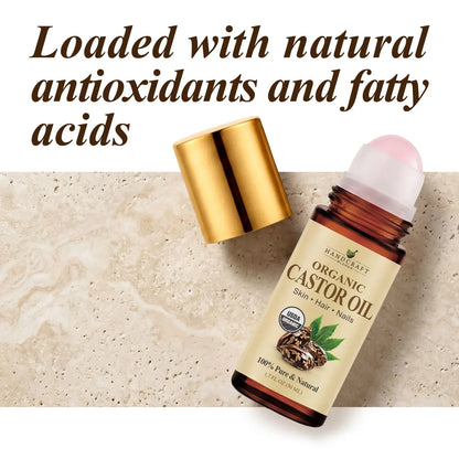 Organic Castor Oil with Rose Quartz Roll-On Bottles