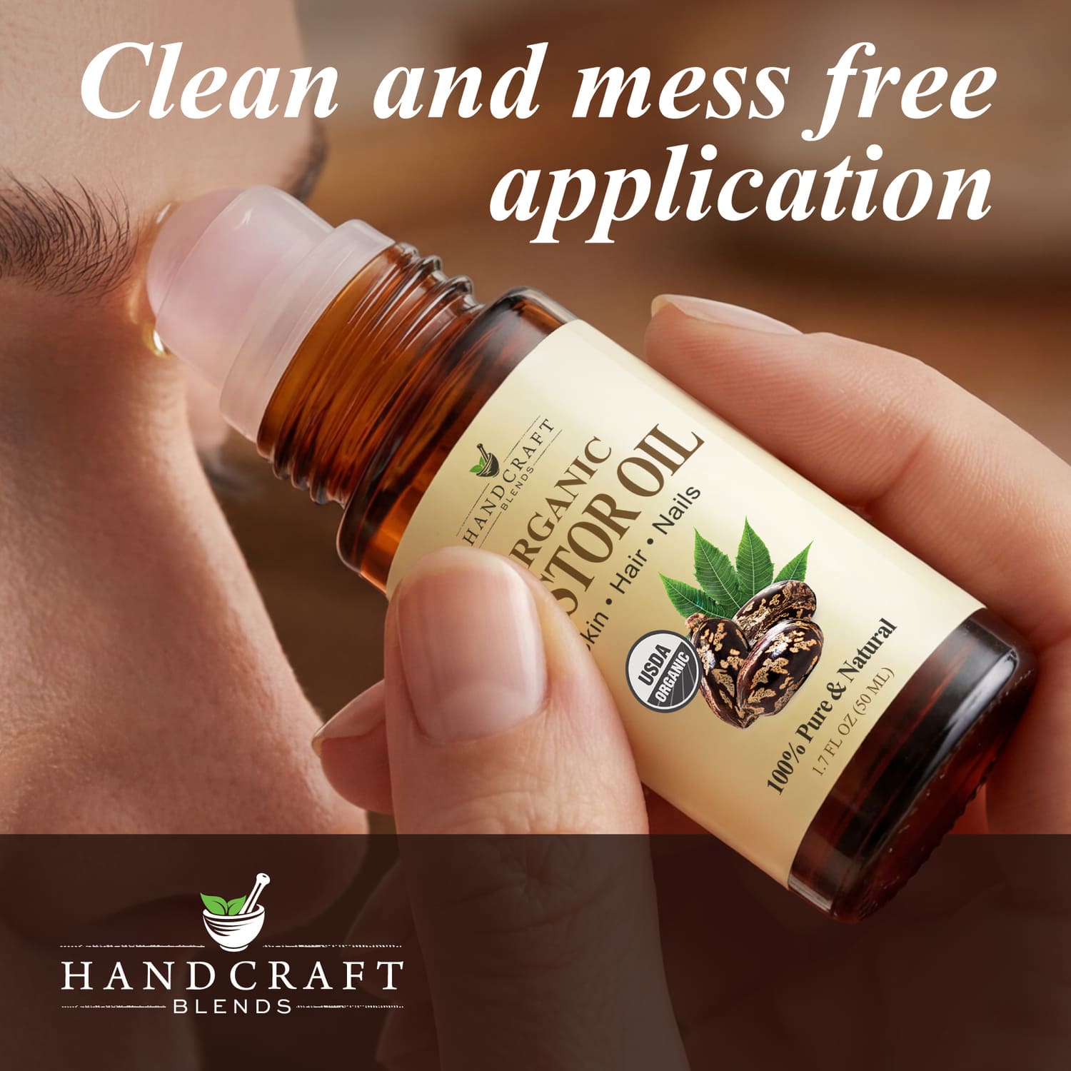 Organic Castor Oil with Rose Quartz Roll-On Bottles