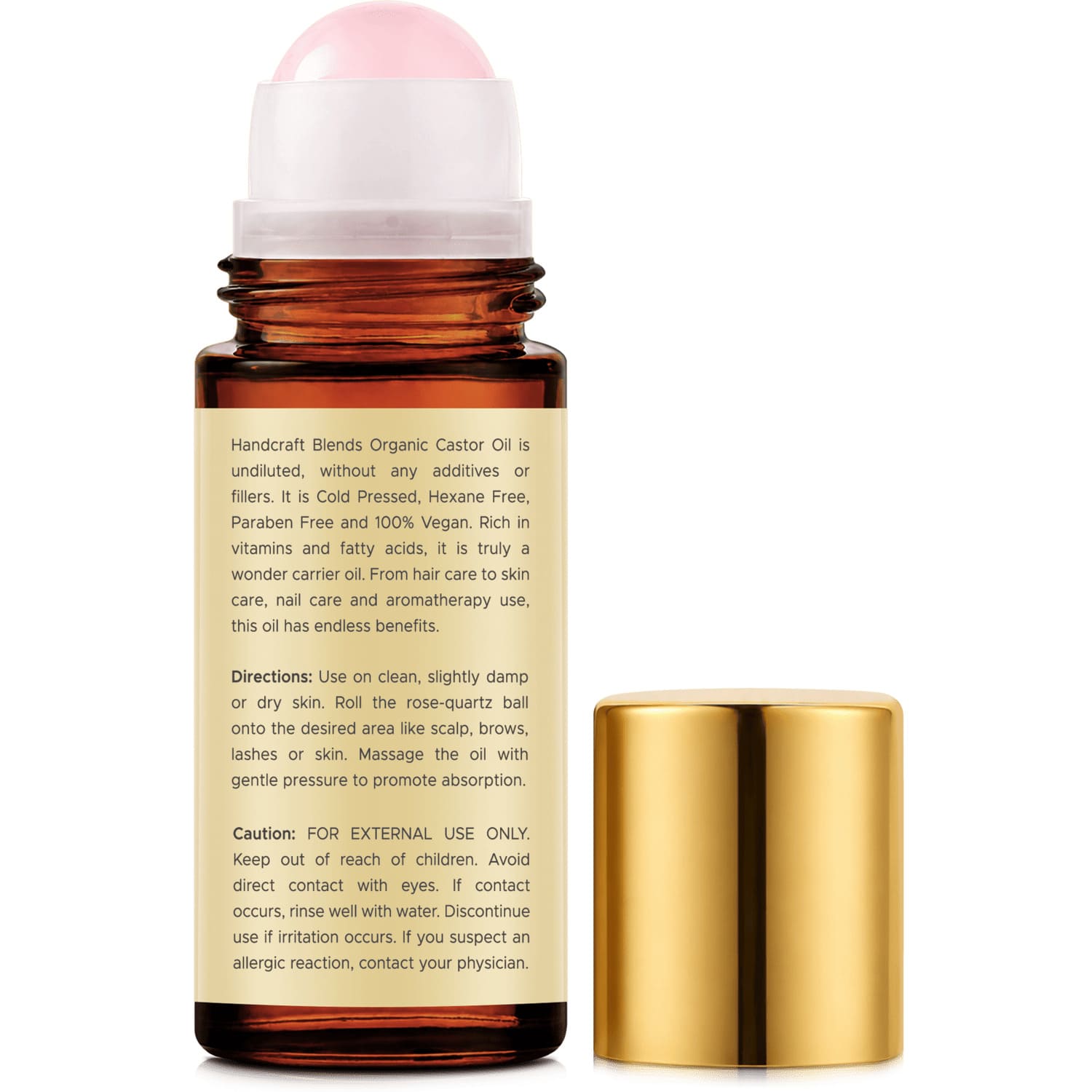 Organic Castor Oil with Rose Quartz Roll-On Bottles