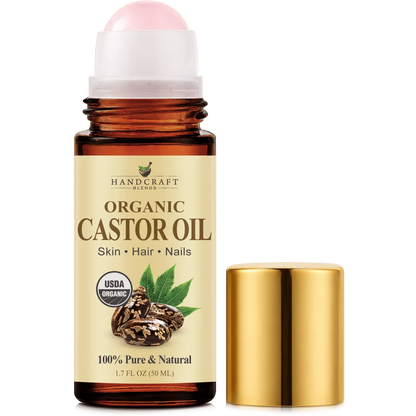 Organic Castor Oil with Rose Quartz Roll-On Bottles