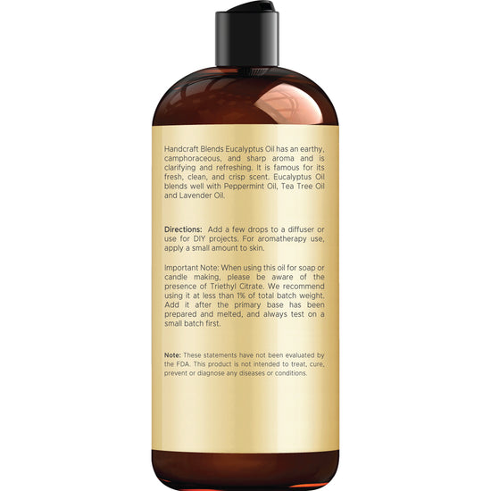 Handcraft Eucalyptus Essential Oil - for Candle Making, Soap Making, diffusers, Aromatherapy - 16 Fl. Oz
