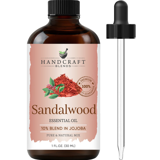 Handcraft Sandalwood Essential Oil - 10% Blend in Jojoba - Pure & Natural Mix - 1 Fl. Oz