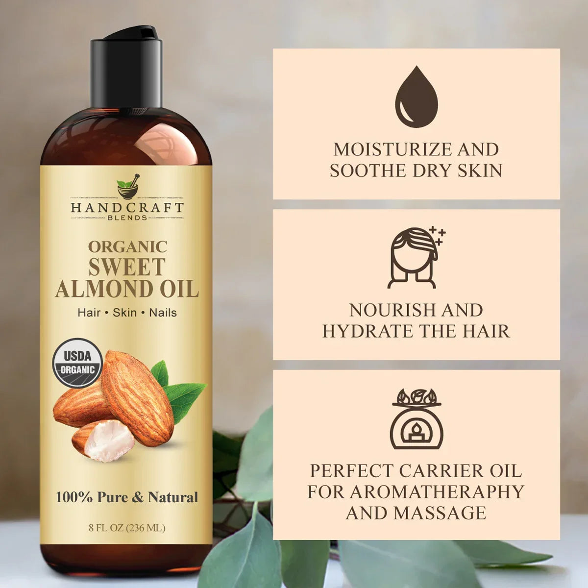 Organic sweet almond oil sourcing