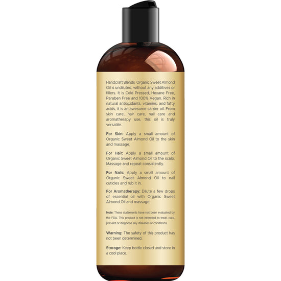 Handcraft Organic Sweet Almond Oil - 100% Pure & Natural - 8 Fl Oz
