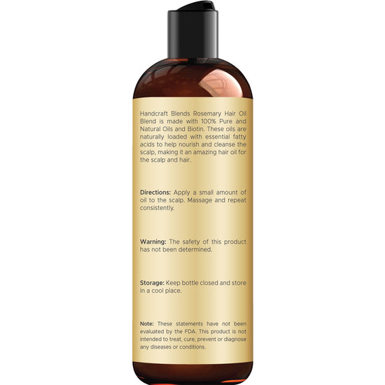 Handcraft Blends Rosemary Oil with Castor, Jojoba, Batana and Biotin, with a Scalp Scrubber, 100% Pure & Natural - 8 Fl. Oz