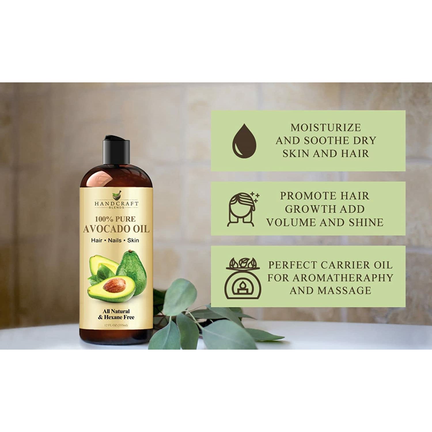 Avocado Oil For Hair Skin Nails Cold Pressed Antioxidant Nutrient Rich Oil  Great as Massage Oil Anti-Aging Anti-Wrinkle Skin Care Shiny Hair With  Vitamins A K E Healthy Fatty Acids for Women
