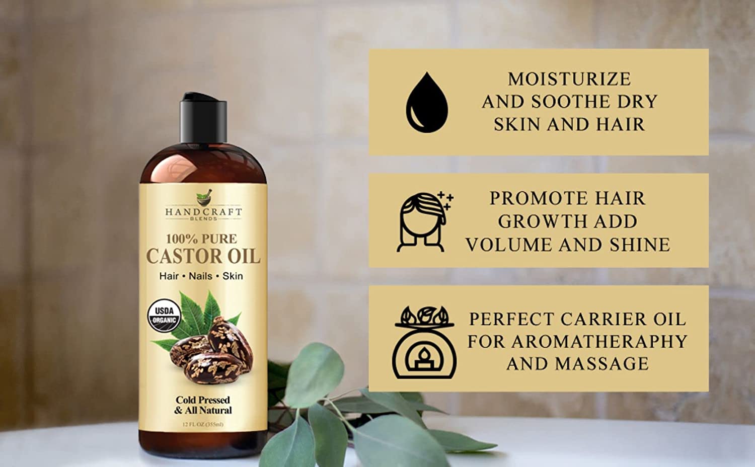 Organic Castor Oil for Hair, Eyebrows, Lashes, Skin & Nail, USP Grade –  Pomberries