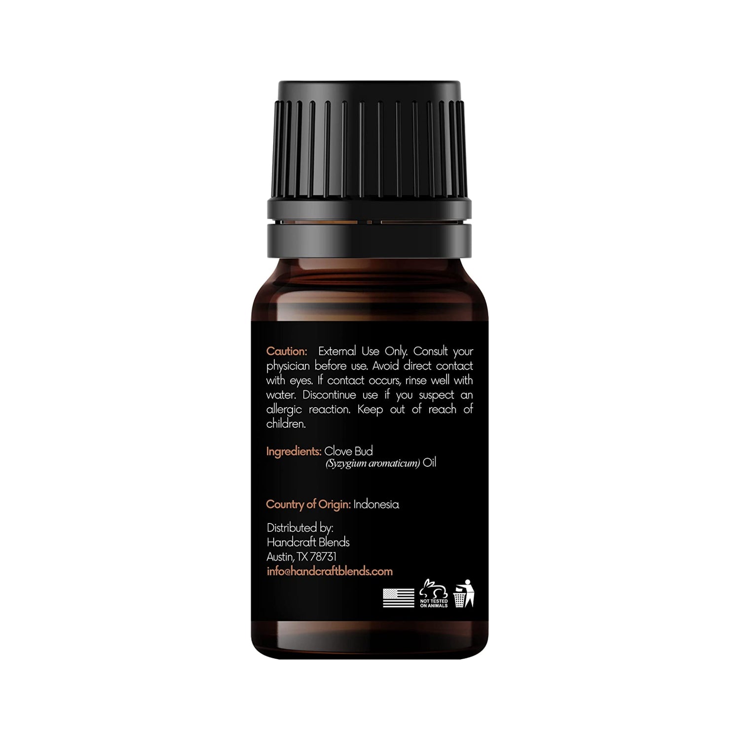 clove bud essential oil back of the bottle
