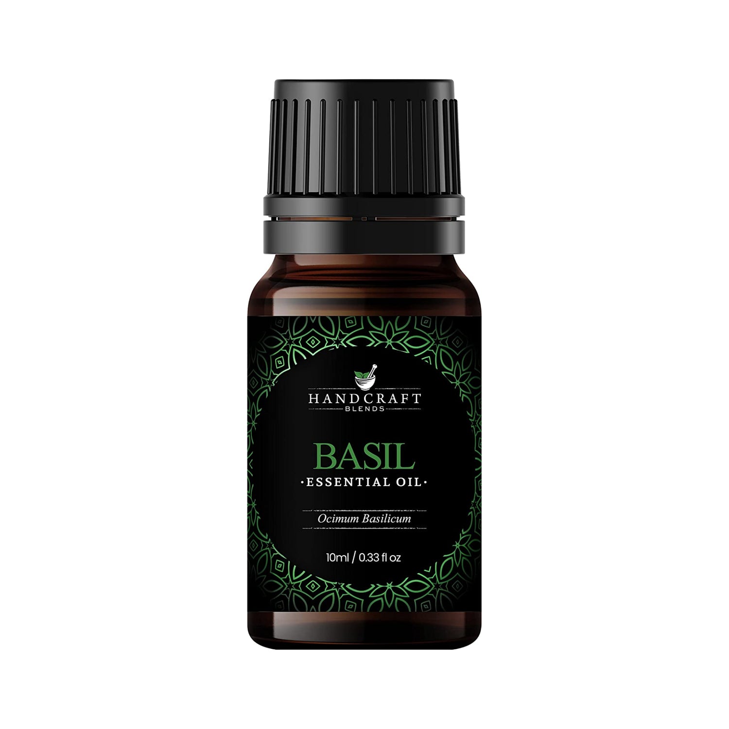 basil essential oil front bottle